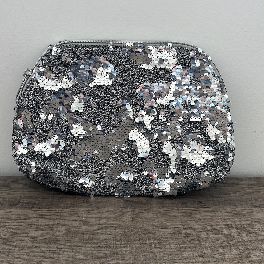 Silver Sequins Makeup Bag